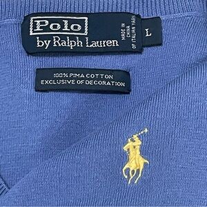 Vintage Polo Ralph Lauren Men’s Medium V-Neck Pullover Sweater Blue Preppy
